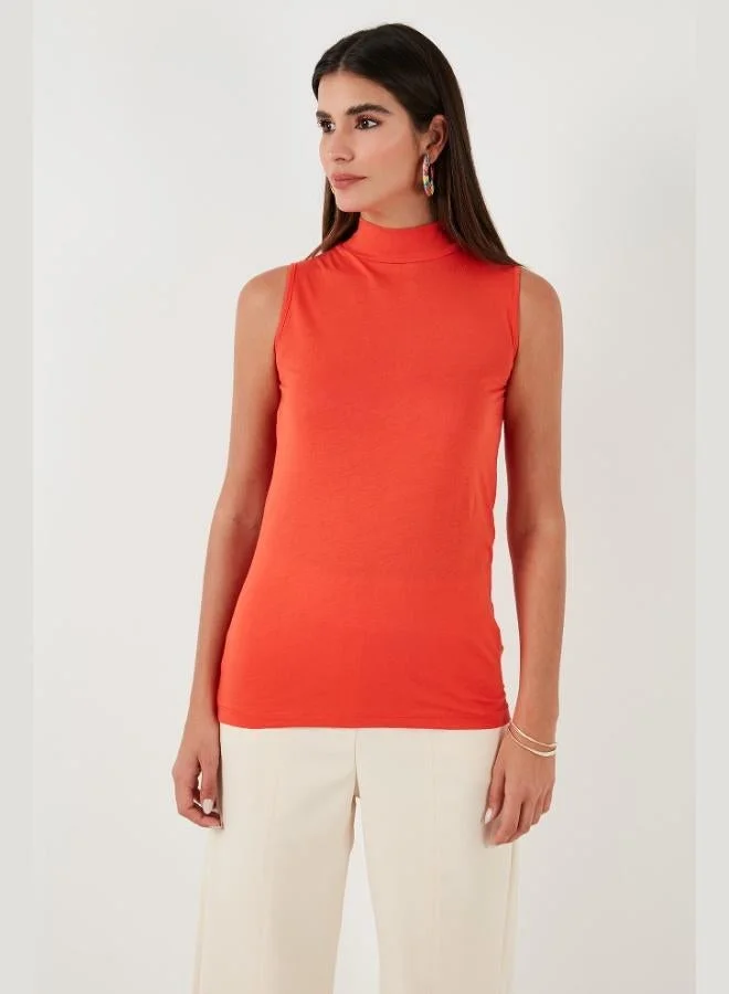 ليلا تيشيرت قطن ليلا بدون أكمام بياقة عالية للنساء